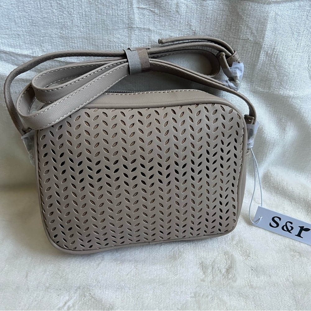 Summer & Rose Tan Beige Cream Faux Leather Crossbody Bag